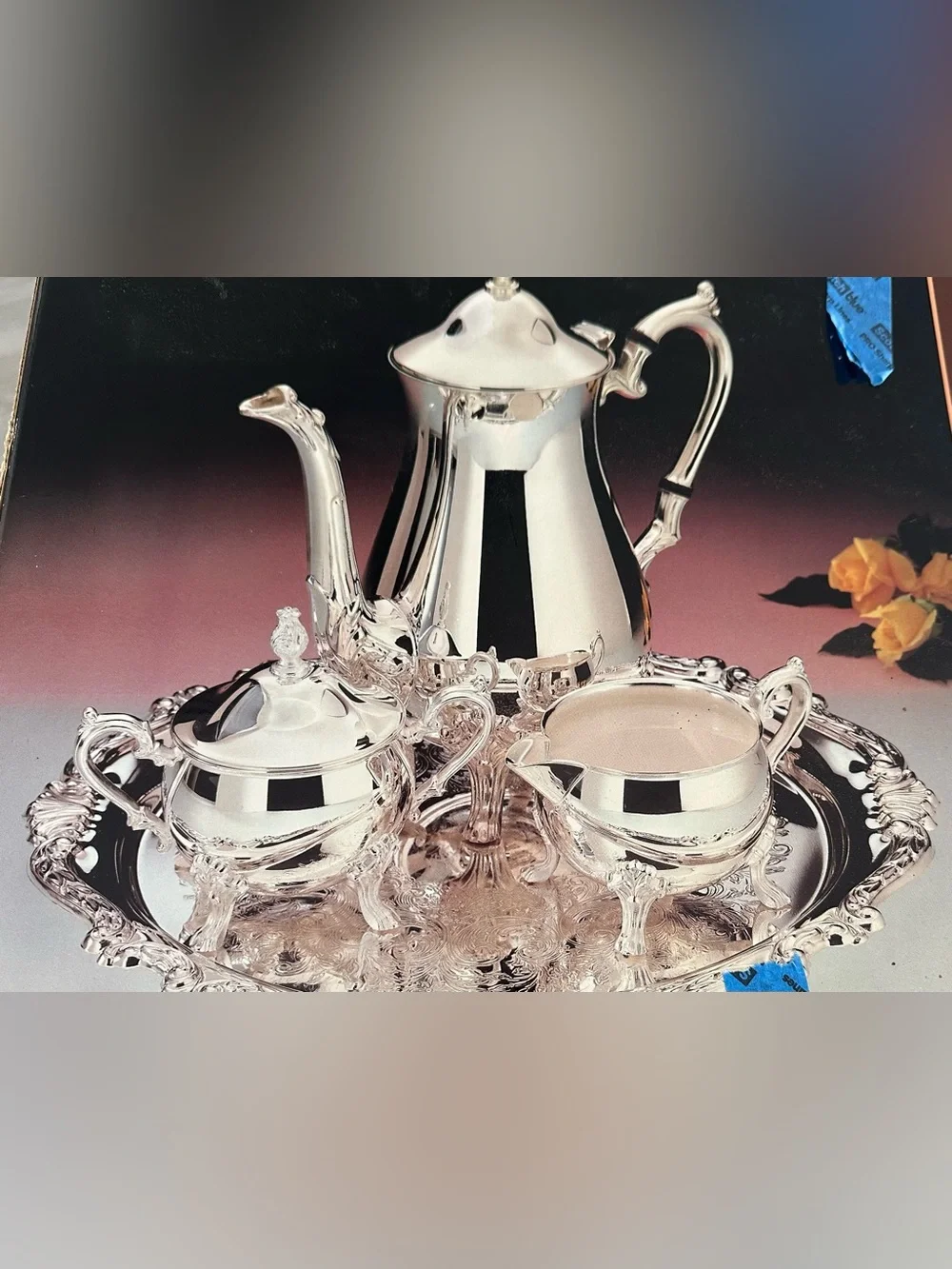 Sheridan Taunton Silversmiths Silverplate Four-Piece Coffee Service Set  Vintage